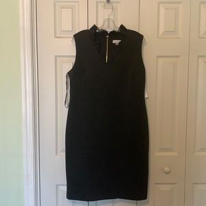 V-neck ruffle sleeveless dress with a zipper back